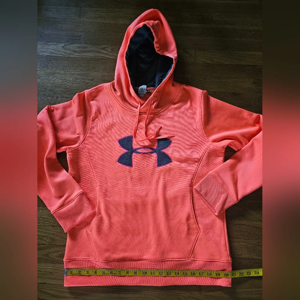 Under Armour Semi Fitted Large Logo Orange Pullover Sweatshirt Womens Size Large - Picture 12 of 14